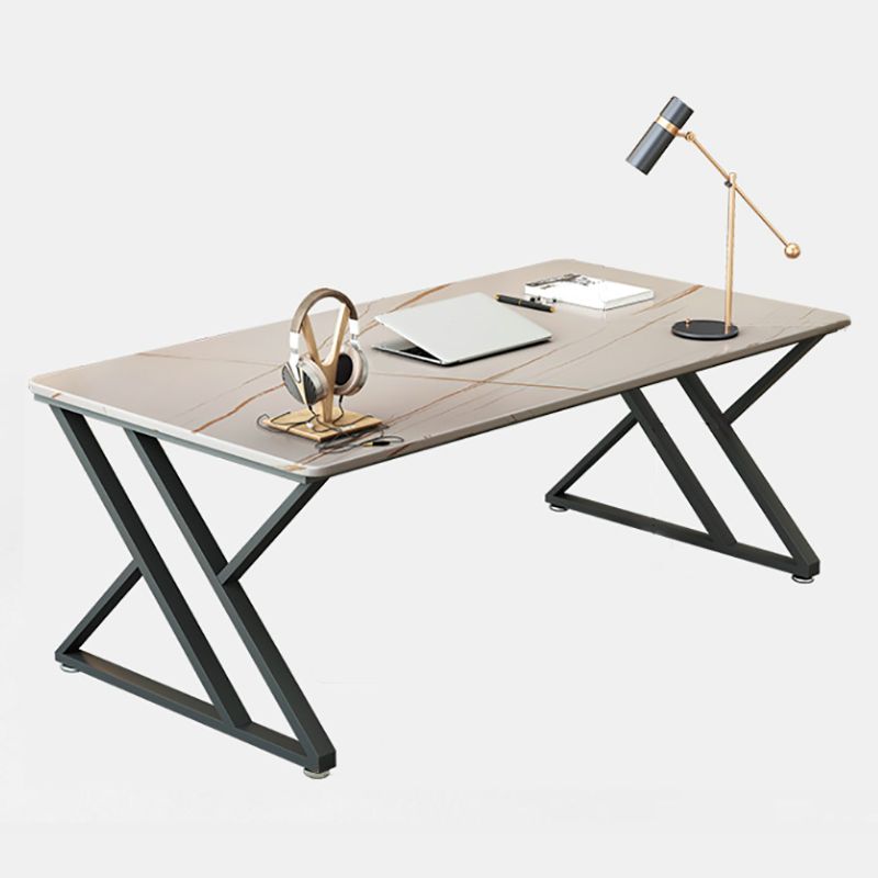 Contemporary Rectangle Computer Desk Antique Finish Office Desk with Metal Legs Clearhalo 'furn' 'furn_office_desk' 'Furniture' 'Office Desks' 'Office Furniture' 'office_desk' 1200x1200_9b6505a3-3ace-42a7-ae62-1944574be8ef