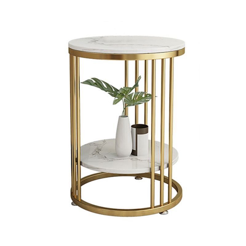 Faux Marble Accent Table Nightstand 21.65" Tall Glam Bedside Cabinet with 2 Shelves Clearhalo 'Bedroom Furniture' 'furn' 'furn_night_stand' 'Furniture' 'night_stand' 'Nightstands' 1200x1200_9b662613-6877-4f3f-8bba-90280798cc45
