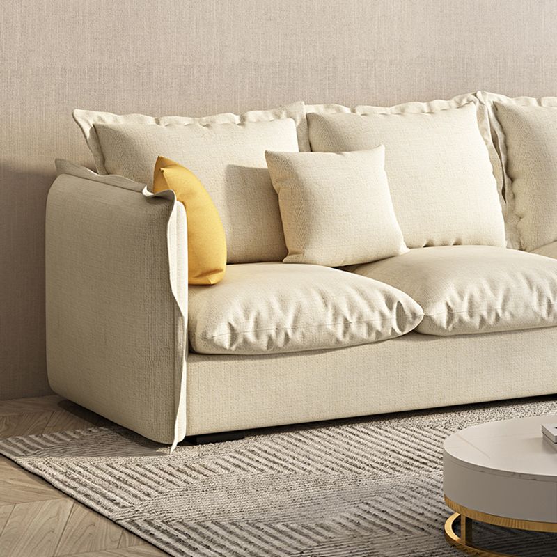White Faux Leather/Cotton Blend Sofa Square Arm Couch with Pillow Back Clearhalo 'furn' 'furn_sofas' 'Furniture' 'furniture_sofas' 'Living Room Furniture' 'Sofa' 'sofas' 1200x1200_9b664bf0-17ed-4cef-b3e6-9e743a64238f