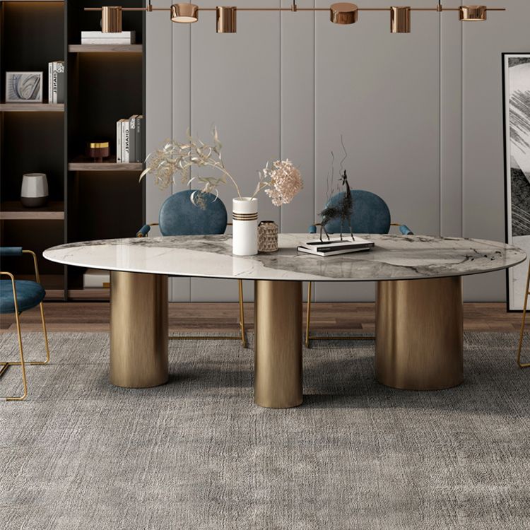 Traditional Luxury Oval Dining Table White Sintered Stone Dining Table with 3 Legs Clearhalo ' dining_table' 'Dining Tables & Seating' 'Dining Tables' 'furn' 'furn_dining_table' 'Furniture' 'furniture_dining_table' 'Kitchen & Dining Furniture' 'kitchen&dining_furn' 'kitchen' 'kitchen_dining_table' 1200x1200_9b68b2ec-c8f3-47eb-86e6-24166a515f80