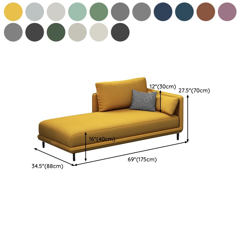 Nordic Cushioned Chaise Lounge Pine Chaise with Recessed Arms for Bedroom and Living Room