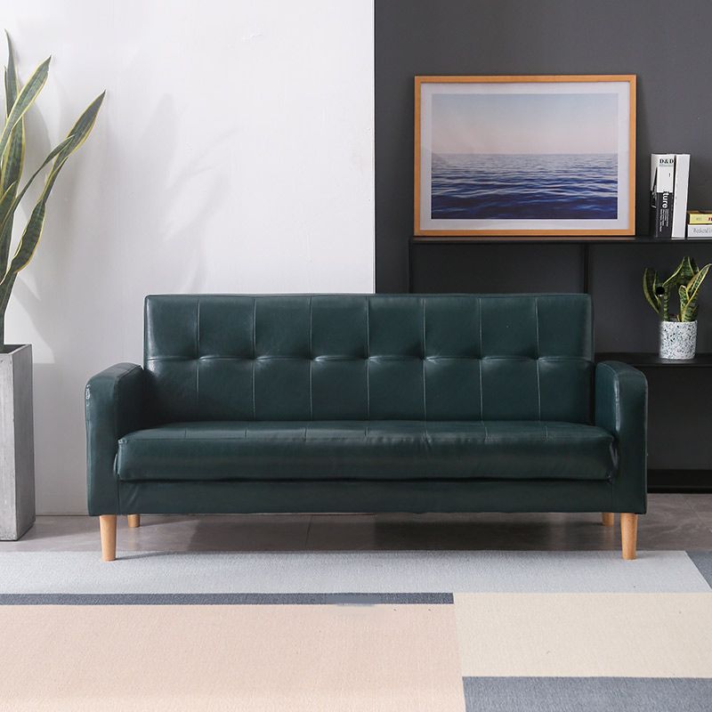モダンなシングルクッションシートソファチュートバックフェイクレザーソファ