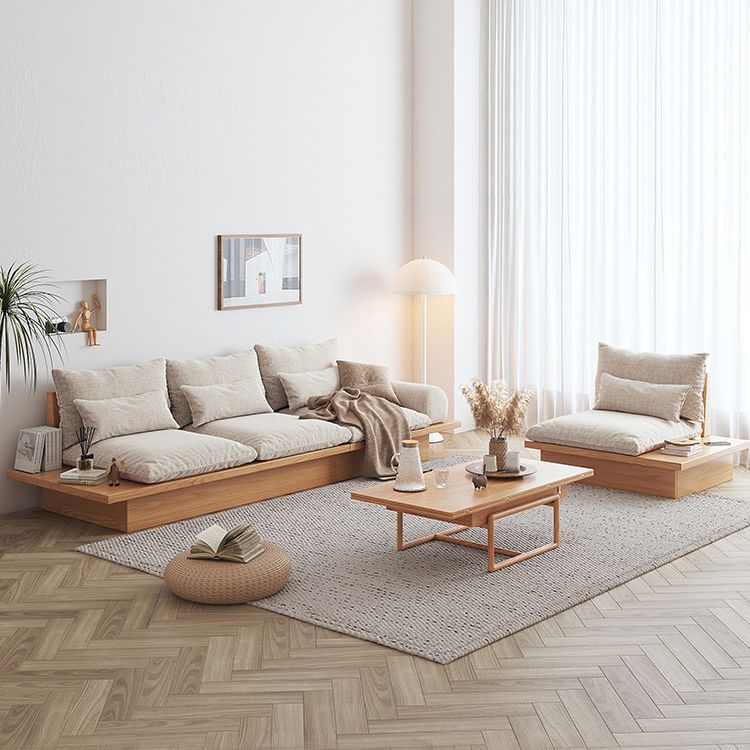 Cotton Blend Rolled Arm Sofa Loose Back 35"W Modern Sofa with Storage Clearhalo 'furn' 'furn_sofas' 'Furniture' 'furniture_sofas' 'kitchen' 'kitchen_sofas' 'Living Room Furniture' 'Sofa' 'sofas' 1200x1200_9b6c8646-7afa-43b0-b510-e272980969c5