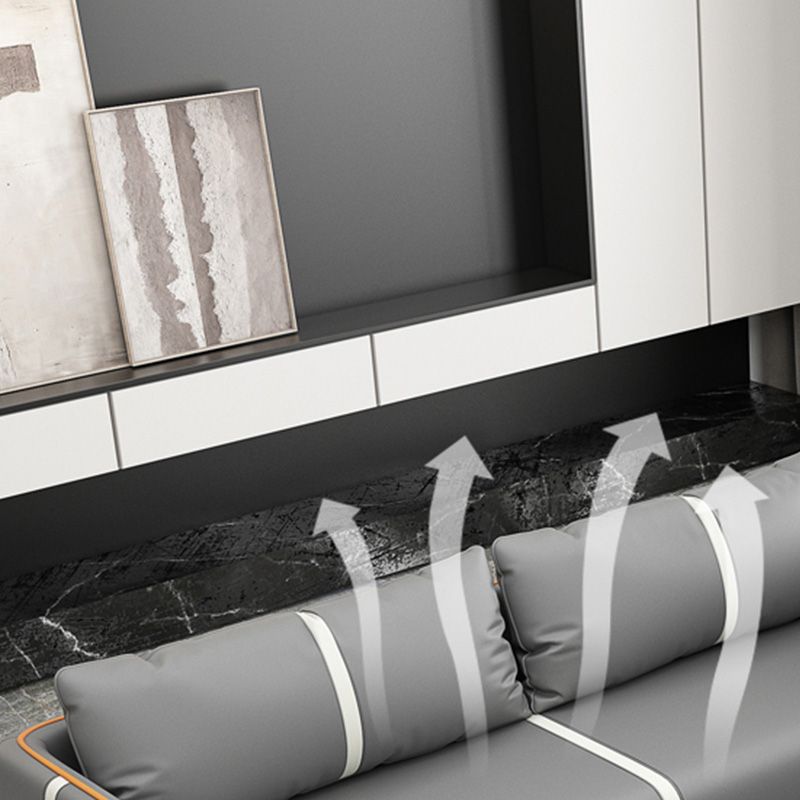 Zeitgenössisches graues Sofa Kunstleder -Quadratarmof Sofa mit Kissen