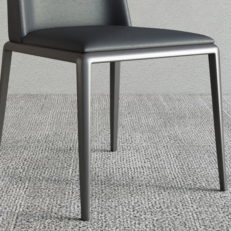 Silberbein zeitgenössischer Kunstleder -Esszimmerstuhl für Zuhause