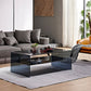 15.7"H Modern Sled Base White/black Glass Square Coffee Table with Shelf Clearhalo 'Coffee & Accent Tables' 'Coffee Tables' 'coffee_tables' 'furn' 'furn_coffee_tables' 'Furniture' 'Living Room Furniture' 1200x1200_9b6eba30-3fee-4d16-a3e8-b446bbf7aee7