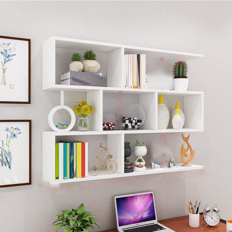 Modern Open Wall Mounted Shelf Bookcase Engineered Wood Bookshelf for Study Room Clearhalo 'Bookcases' 'furn' 'furn_bookcases' 'Furniture' 'Office Furniture' 1200x1200_9b71c619-2ea8-4ce4-9882-283a5a4a5091