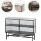 Modern Black Iron Sideboard Glass Door Dining Server with Stone Countertop for Living Room Clearhalo 'buffet_sideboard' 'Buffets & Sideboards' 'furn' 'furn_buffet_sideboard' 'Furniture' 'Kitchen & Dining Furniture' 1200x1200_9b72485a-e5de-4f8d-928c-fd2d99f6633d