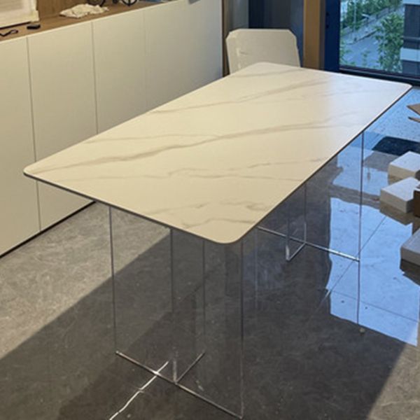 Rectangle Dining Table Acrylic Base Table for Kitchen Dining Room Clearhalo 'Dining Tables & Seating' 'Dining Tables' 'dining_table' 'furn' 'furn_dining_table' 'Furniture' 'Kitchen & Dining Furniture' 1200x1200_9b72ad86-b528-4323-9900-7b0bcf74b029