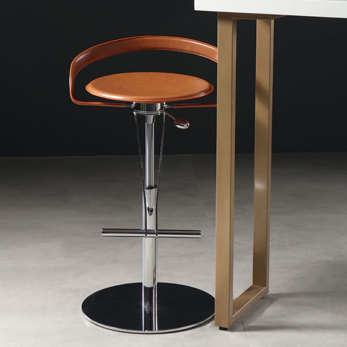 Taburetes modernos de barra ajustable taburetes de barra de respaldo de cuero para comedor