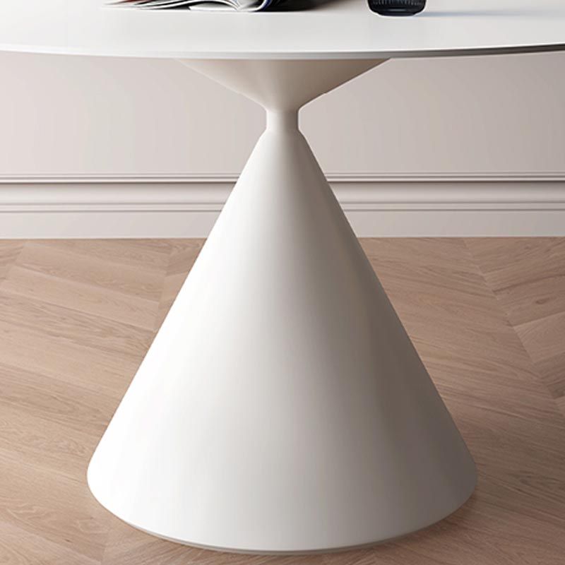 Round Stone Dining Table Modern White-black Furniture with Pedestal Base for Home