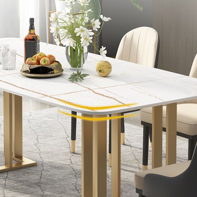 Glam 1/2/4/5/6 Pieces Dining Set Rectangle Stone Dining Table for Dining Room Clearhalo 'Dining Room Sets' 'Dining Tables & Seating' 'dining_room_set' 'furn' 'furn_dining_room_set' 'Furniture' 'furniture_dining_room_set' 'Kitchen & Dining Furniture' 1200x1200_9b758528-5921-4a4a-8905-b173f457eea9