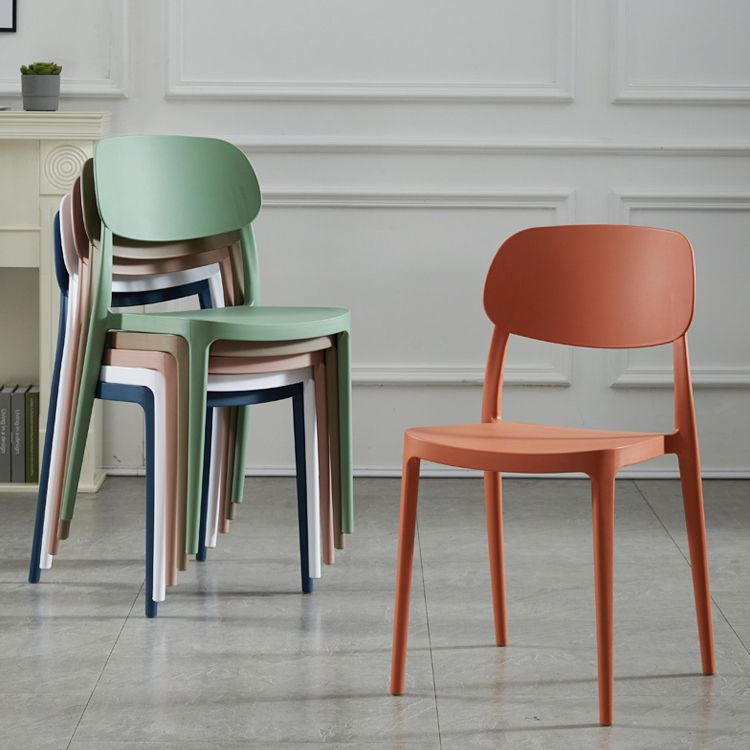 Scandinavian Plastic Armless Dining Chairs Stackable Open Back Side Chair (Set of 4) Clearhalo ' kitchen&dining_furn' 'Dining Chairs' 'Dining Tables & Seating' 'dining_chair' 'furn' 'furn_dining_chair' 'Furniture' 'furniture_dining_chair' 'Kitchen & Dining Furniture' 'kitchen' 1200x1200_9b7723ec-7e87-436e-a65e-1f6eb98026e6