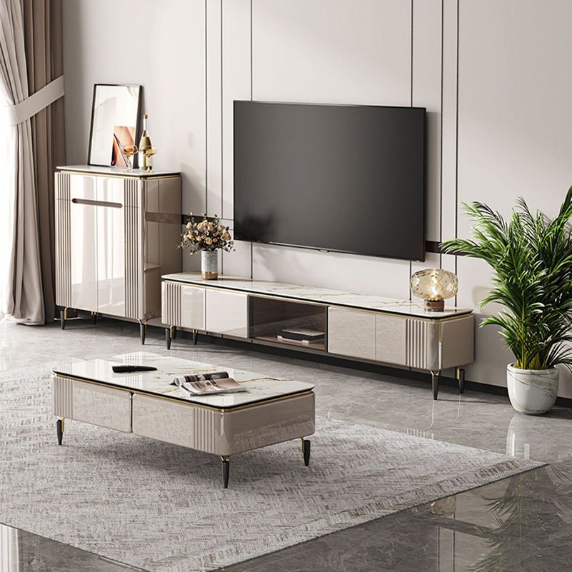 Contemporary Media Console Stone TV Media Console with 4 Drawers Clearhalo 'furn' 'furn_tv_stands_entertainment_centers' 'Furniture' 'Living Room Furniture' 'TV Stands & Entertainment Centers' 'TV Stands & Media Storage Furniture' 'tv_stands_entertainment_centers' 1200x1200_9b778f10-46bb-47af-bc64-24ce95f48c78
