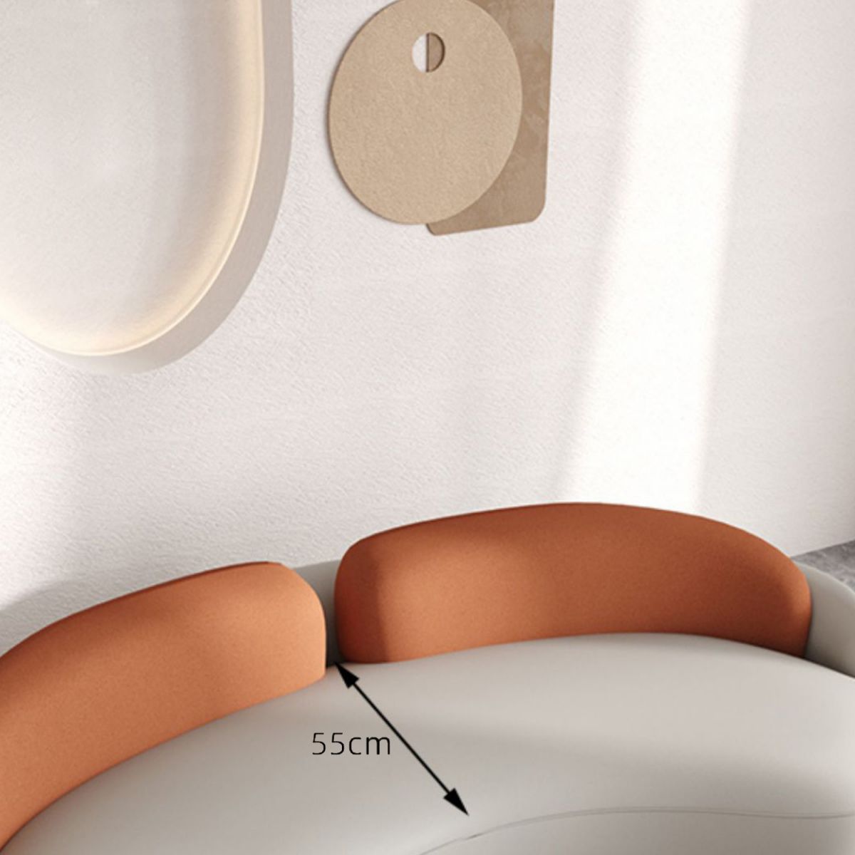 Sofá de sofá de cuero sintético contemporáneo sofá en blanco y naranja