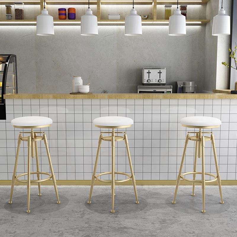 Glam Rotatable Liftable Counter Stool Iron Cashier Bar Stool with Cushion and Pedal Clearhalo 'Bar Furniture' 'Bar Stools' 'bar_stools' 'furn' 'furn_bar_stools' 'Furniture' 'furniture_bar_stools' 'Kitchen & Dining Furniture' 1200x1200_9b79ae17-ced7-47f0-9ff8-6b654d764e86