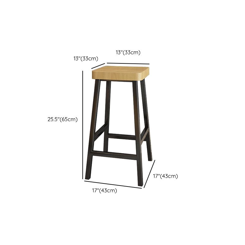Backless Solid Wood Bar Stool Contemporary Natural Stool with Metal Legs Clearhalo 'Bar Furniture' 'Bar Stools' 'bar_stools' 'furn' 'furn_bar_stools' 'Furniture' 'Kitchen & Dining Furniture' 1200x1200_9b7a4f3e-bdd2-4c80-a76a-1291f20344f2