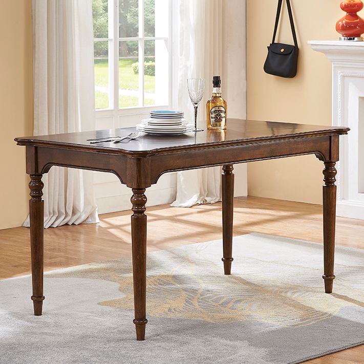 Medieval Modern Rectangle Dining Table Rubber Wood Table in Brown with 4 Legs Clearhalo ' dining_table' 'Dining Tables & Seating' 'Dining Tables' 'furn' 'furn_dining_table' 'Furniture' 'furniture_dining_table' 'Kitchen & Dining Furniture' 'kitchen&dining_furn' 'kitchen' 'kitchen_dining_table' 1200x1200_9b7b1be7-7a0a-48d8-9458-4c02a2abcc52