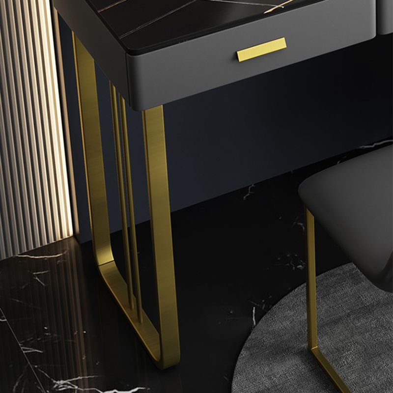 Descrito de maquillaje de tocador de pizarra de 5 cavernas con estantes de almacenamiento - 51.2 "H