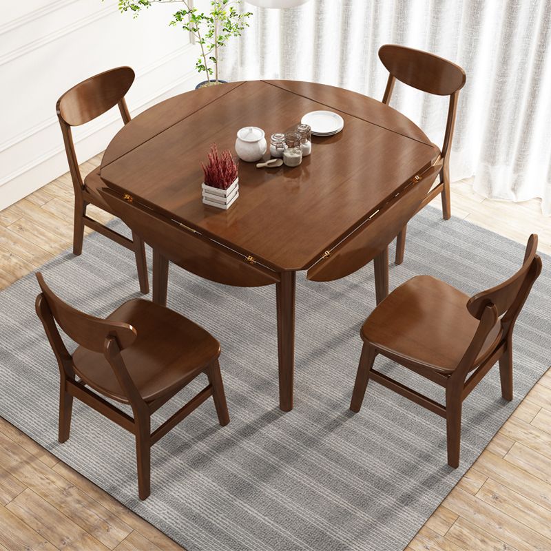 Round Home Kitchen Dinner Furniture Drop Leaf Rubberwood Solid Wood Dining Table Clearhalo 'Dining Tables & Seating' 'Dining Tables' 'dining_table' 'furn' 'furn_dining_table' 'Furniture' 'Kitchen & Dining Furniture' 1200x1200_9b7f659c-0a10-4c89-8033-a9bc911df2e2
