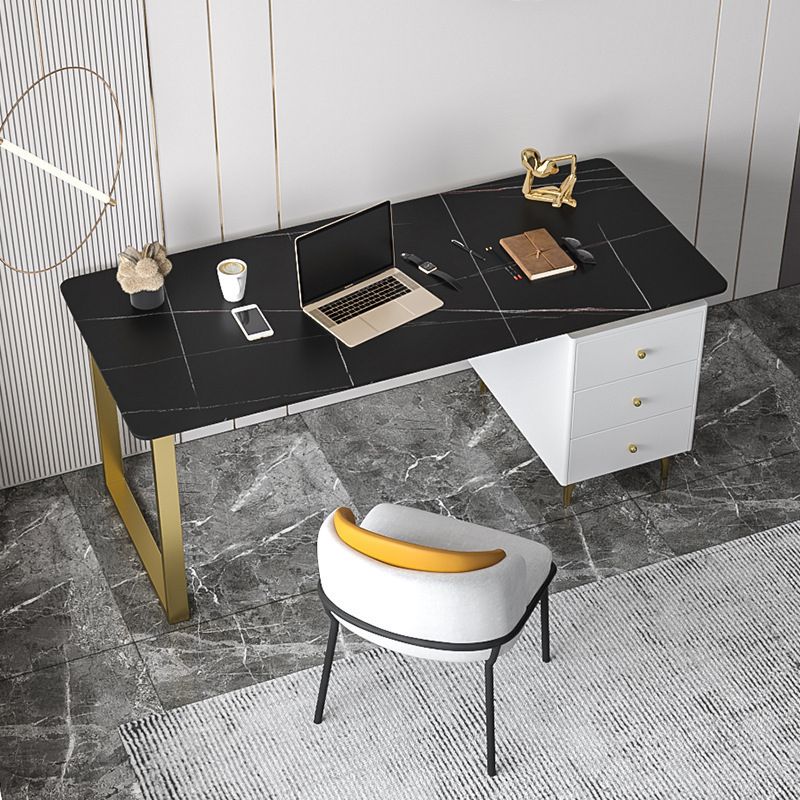 Desca di ufficio contemporanea 23.62 "scrivania rettangolare con 3-cassetti