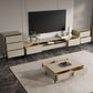 Modern Stone & Wood TV stand 18.11 "H 3/4-Drawer TV con scaffali