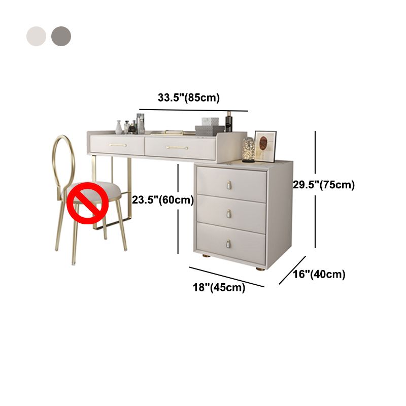 Hedendaagse dennenmake-up ijdelheid bureau 5-lades ijdelheid make-uptafel set