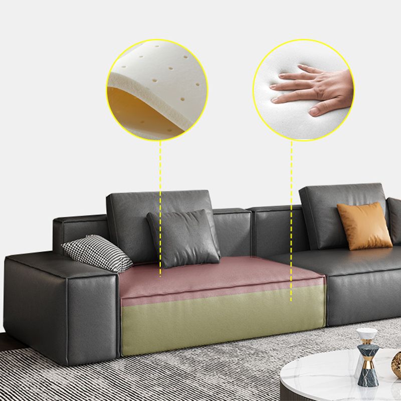 Sofa industriel avec oreillers de boîtier de base de 25,6 "Haut-tissu carré de bras en gris