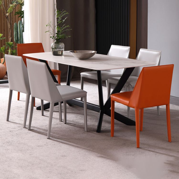 Modern Leather Dining Chairs Armless Metal Dining Chairs for Restaurant Use Clearhalo ' kitchen&dining_furn' 'Dining Chairs' 'Dining Tables & Seating' 'dining_chair' 'furn' 'furn_dining_chair' 'Furniture' 'furniture_dining_chair' 'Kitchen & Dining Furniture' 'kitchen' 1200x1200_9b84a034-7673-4ff4-9b33-667867652b02