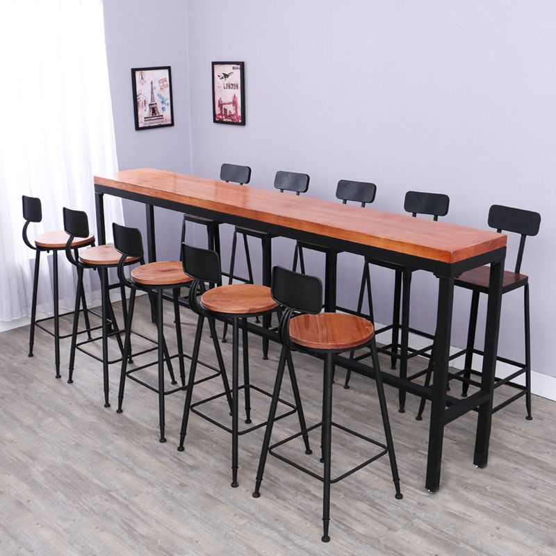 Brown Modern Style Table Solid Wood and Iron Milk Tea Shop Lounge Bar Table Clearhalo 'Bar Furniture' 'Bar Tables' 'bar_tables' 'furn' 'furn_bar_tables' 'Furniture' 'furniture_bar_tables' 'Kitchen & Dining Furniture' 1200x1200_9b84d2b3-8357-4e76-b7bb-66a5bb49a74e