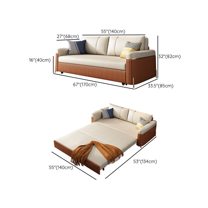 Modern Fucice Donno in pelle Sleeter Impietato Braccia quadrata divano letto in arancione