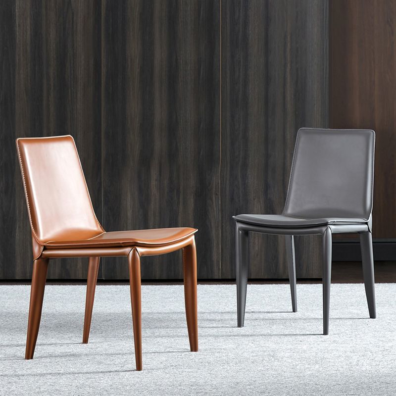Contemporary Design Leather Chair Set Solid Back Side Dining Chairs (Set of 2) Clearhalo ' kitchen&dining_furn' 'Dining Chairs' 'Dining Tables & Seating' 'dining_chair' 'furn' 'furn_dining_chair' 'Furniture' 'furniture_dining_chair' 'Kitchen & Dining Furniture' 'kitchen' 1200x1200_9b85d425-ced0-4ae7-a7ad-c96a71cfa395