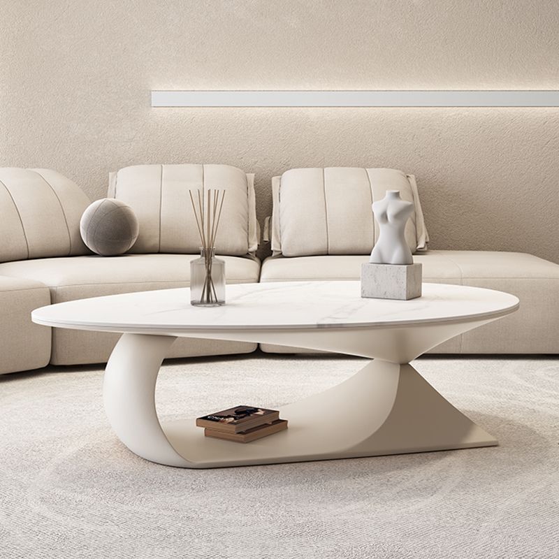 Table basse ou table de bout en ardoise à chevalet de table de cocktail ovale moderne