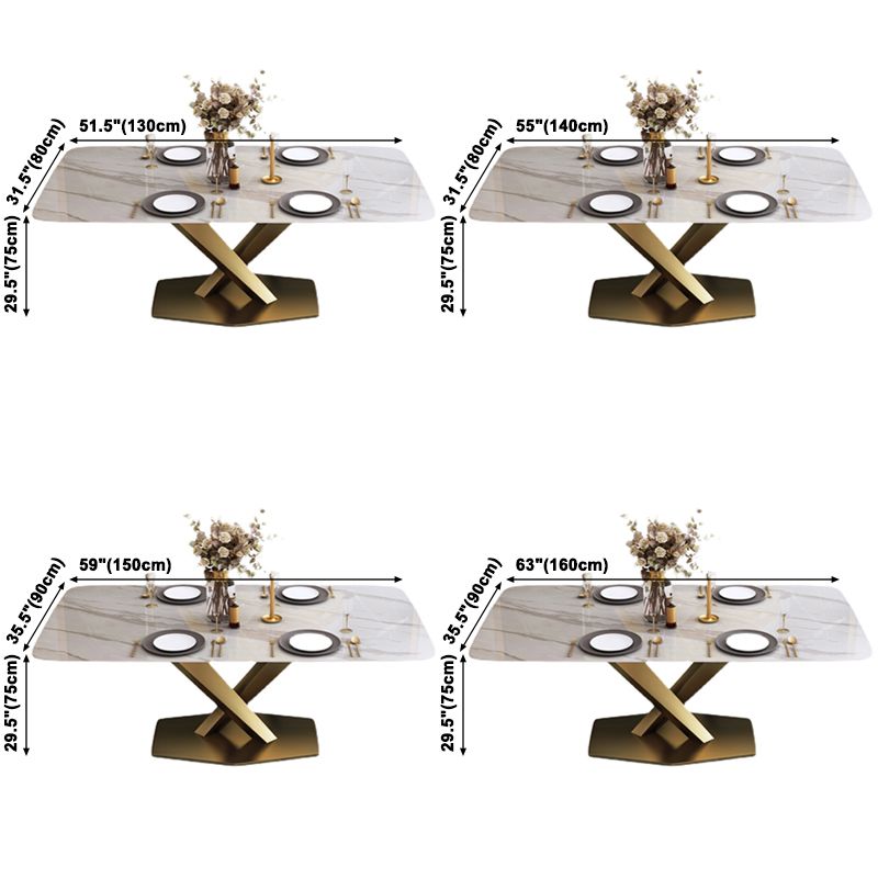 Sintered Stone Top Dining Table Rectangle Table with Gold Metal Pedestal Base Clearhalo ' dining_table' 'Dining Tables & Seating' 'Dining Tables' 'furn' 'furn_dining_table' 'Furniture' 'furniture_dining_table' 'Kitchen & Dining Furniture' 'kitchen&dining_furn' 'kitchen' 'kitchen_dining_table' 1200x1200_9b891b12-b071-4b6c-8759-de8c3538e185
