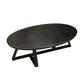 Glam ovale leistenen salontafel, 47 cm hoge cocktailtafel met ijzeren kruispoten