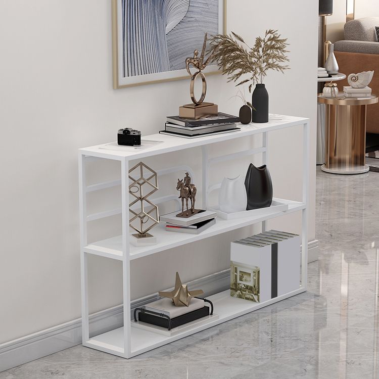 9.84" W Contemporary Console Accent Table Antique Finish Console Sofa Table in Metal