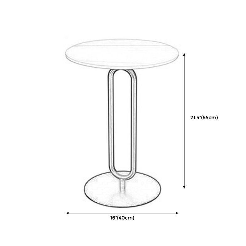 21.65" Tall Pedestal Side Table Mid-Century Modern Round Stone Top End Table