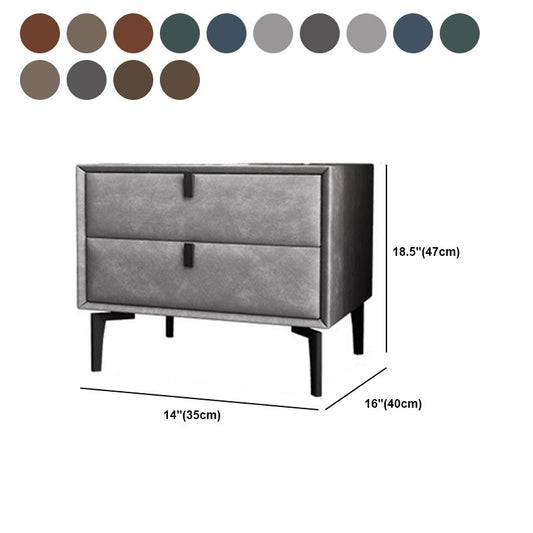 Moderner Kunstleder Nachttisch massives Holz 18 Zoll H 2-Drawer Storage Night Tisch