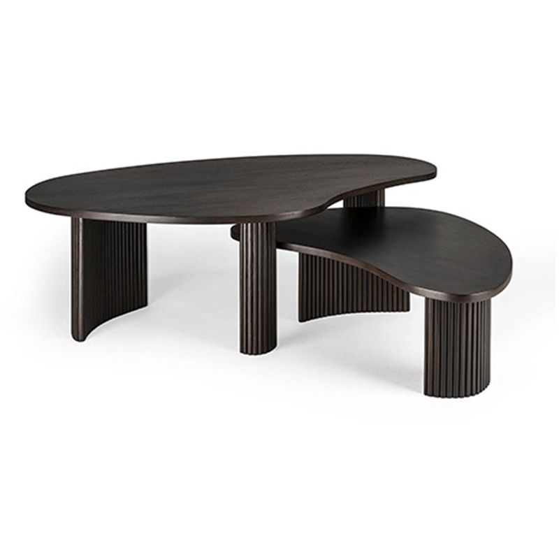 Solid Wood Coffee Table Black 3 Legs Coffee Table for Living Room