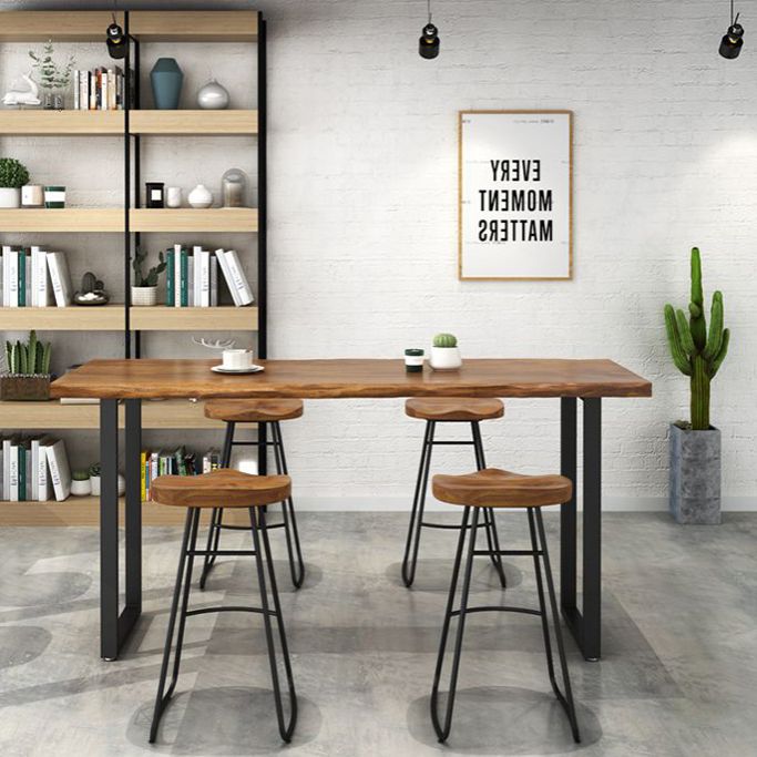 Indoor Rectangle Sled Bistro Accent Dining Table Wood Modern Cocktail Bar Table in Brown Clearhalo 'Bar Furniture' 'Bar Tables' 'bar_tables' 'furn' 'furn_bar_tables' 'Furniture' 'furniture_bar_tables' 'Kitchen & Dining Furniture' 'kitchen&dining_furn' 'kitchen' 1200x1200_9b900cce-a3cd-409a-96da-e657b1f9aa57