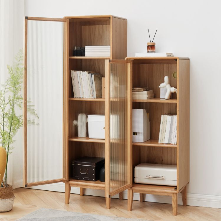 Modern Living Room Curio Cabinet Solid Wood with Glass Doors Clearhalo 'Display & China Cabinets' 'display_china_cabinets' 'furn' 'furn_display_china_cabinets' 'Furniture' 'Kitchen & Dining Furniture' 1200x1200_9b9059d9-2471-4cf8-81b7-dab2e867486b