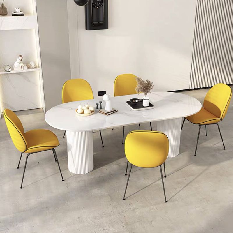 Luxury Oval Shape Kitchen Table Sintered Stone Double Pedestal Dining Table Clearhalo 'Dining Tables & Seating' 'Dining Tables' 'dining_table' 'furn' 'furn_dining_table' 'Furniture' 'Kitchen & Dining Furniture' 1200x1200_9b90b28b-b7a8-4312-aa1d-fa879dd596d2