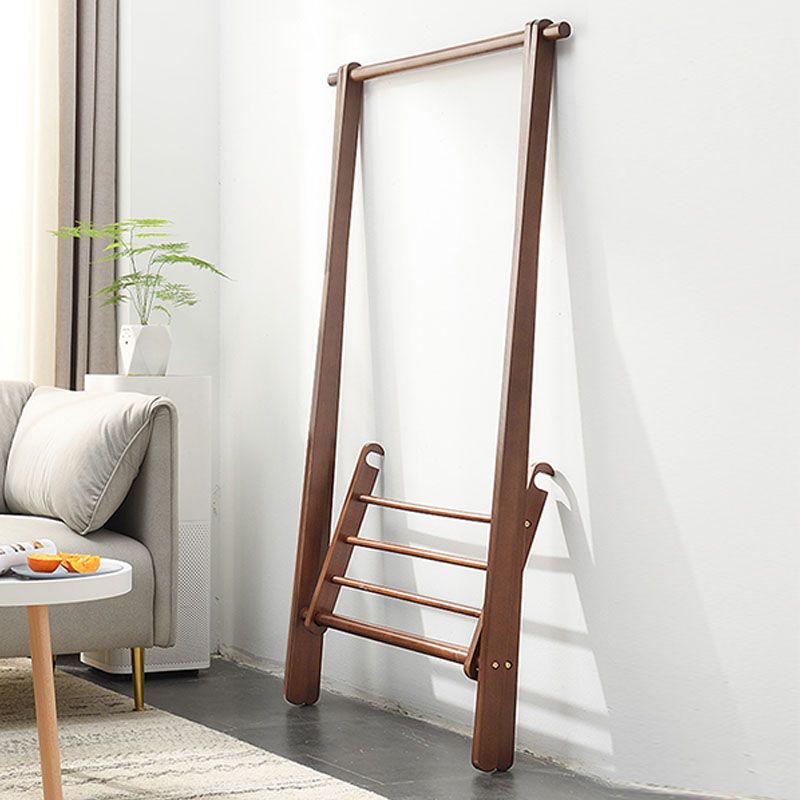 Rack de manteau de style moderne en bois massif en bois de manteau autoportant avec étagère
