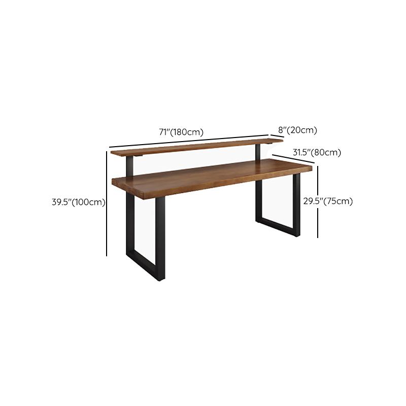 Home Computer Desk Brown Metal Sled Bein Beinstudienschreibtisch für Büro