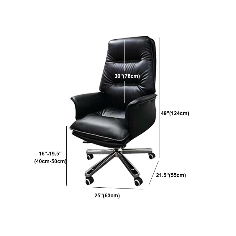 Eigentijdse bureaustoel, ergonomische wielen, zwart lederen directiestoel