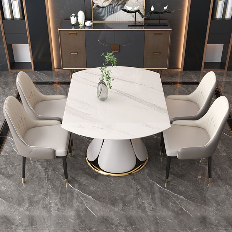 Glam Leather Dinette Set 1/2/5/7 Pieces Scalable Dining Table Set with Sintered Stone Top Clearhalo 'Dining Room Sets' 'Dining Tables & Seating' 'dining_room_set' 'furn' 'furn_dining_room_set' 'Furniture' 'furniture_dining_room_set' 'Kitchen & Dining Furniture' 1200x1200_9b9698e8-2e5c-4cb7-a88f-285f843d0e28