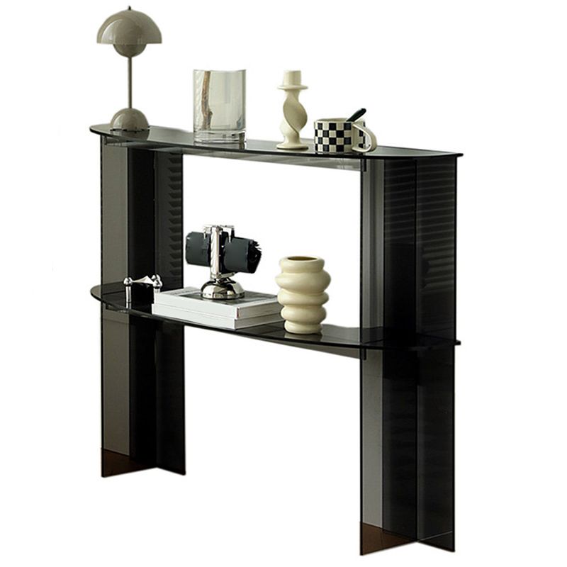 Contemporary Acrylic Console Accent Table with 2 Shelves for Hall Clearhalo 'Console Tables' 'console_tables' 'Entry & Mudroom Furniture' 'furn' 'furn_console_tables' 'Furniture' 1200x1200_9b96d267-ba22-4852-9f54-f8ac16a4aa49