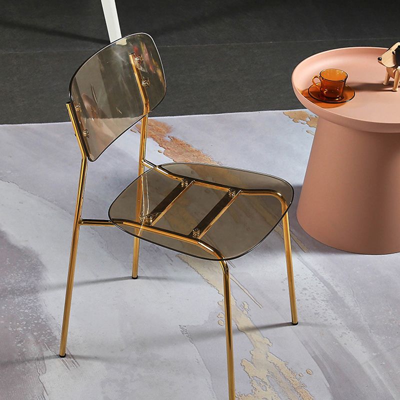 Chaise de salle à manger sans bras industrielle Plastique ouverte de dossier arrière avec base en métal