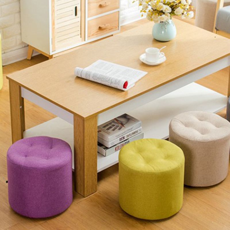 Contemporary Pouf Ottoman Fabric Upholstered Tufted Solid Color Cylinder Shape Ottoman Clearhalo 'furn' 'furn_ottomans_poufs' 'Furniture' 'Living Room Furniture' 'Ottomans & Poufs' 'ottomans_poufs' 1200x1200_9b9a43d1-4e2c-4fe8-80d1-d56f3e97a3ab