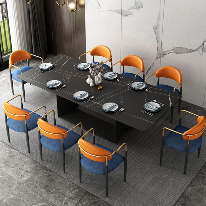 Contemporary Home Open Back Arm Chair Matte Finish Upholstered Dining Chair Clearhalo ' kitchen&dining_furn' 'Dining Chairs' 'Dining Tables & Seating' 'dining_chair' 'furn' 'furn_dining_chair' 'Furniture' 'furniture_dining_chair' 'Kitchen & Dining Furniture' 'kitchen' 1200x1200_9b9a4704-5ff3-4ce1-8b17-ec53942e985d